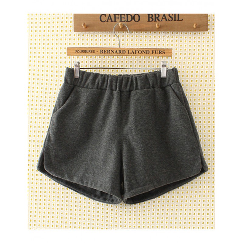 Fashion Dark Gray Pure Color Decorated Shorts