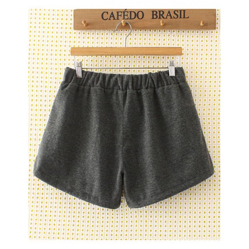 Fashion Dark Gray Pure Color Decorated Shorts