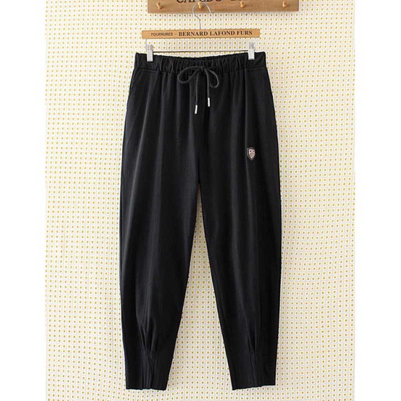 Fashion Black Shield Shape Decorated Pants