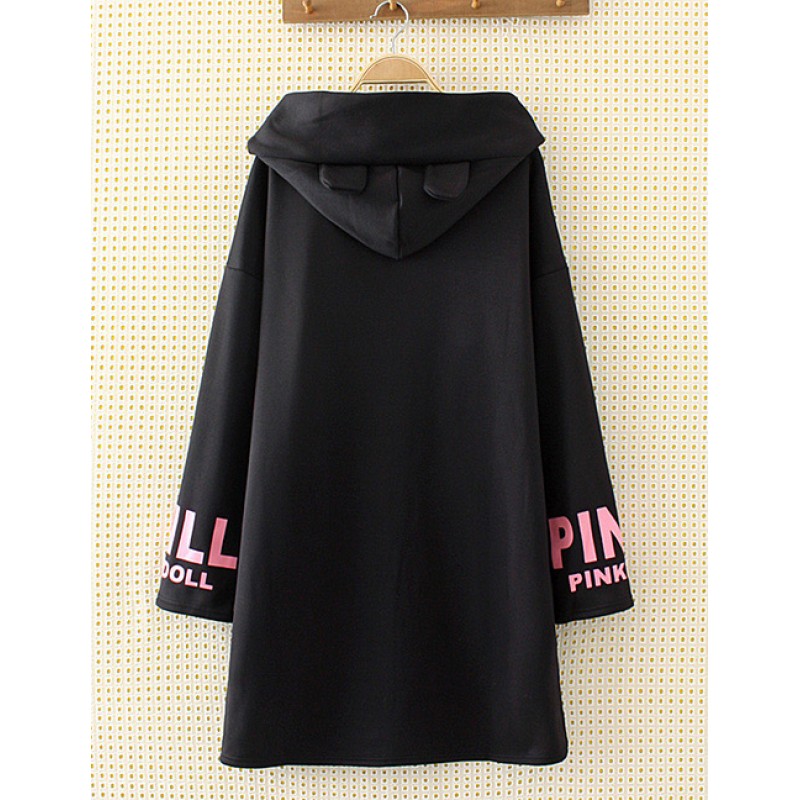 Fashion Black Ear Shape Decorated Coat