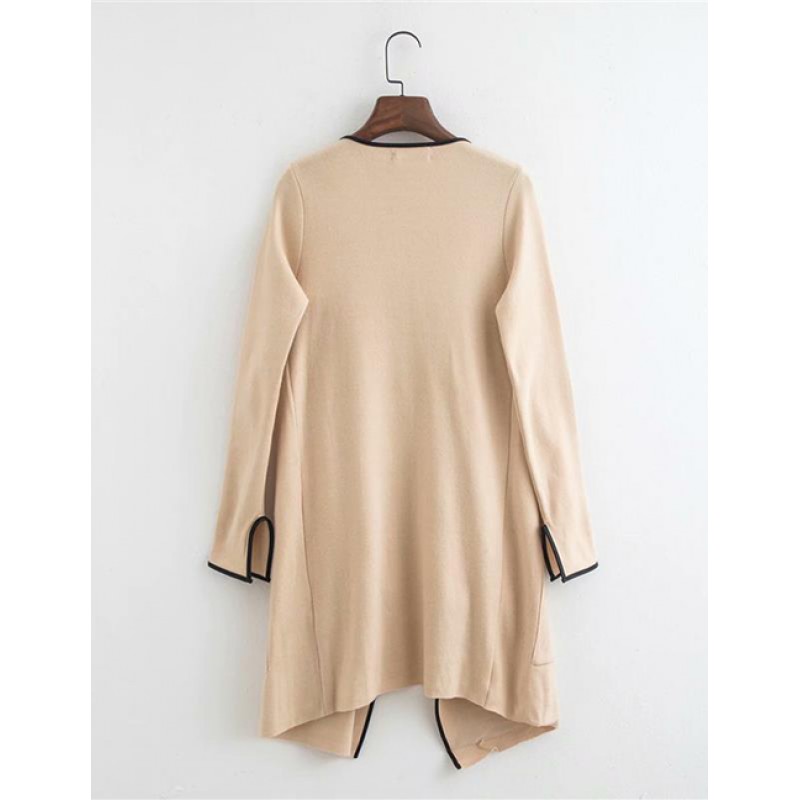 Fashion Khaki Pure Color Decorated Coat