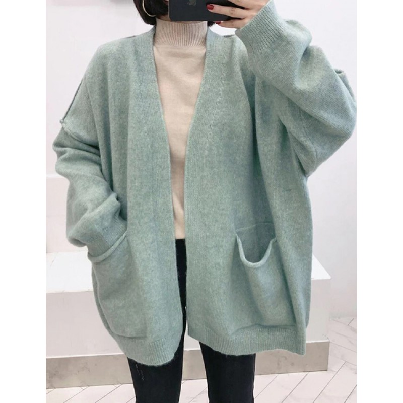 Fashion Green Pure Color Decorated Coat