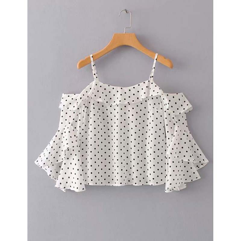 Fashion White Dots Pattern Decorated Suspender Shirt