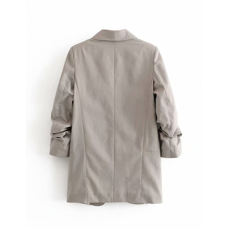 Fashion Gray Pure Color Decorated Leisure Coat