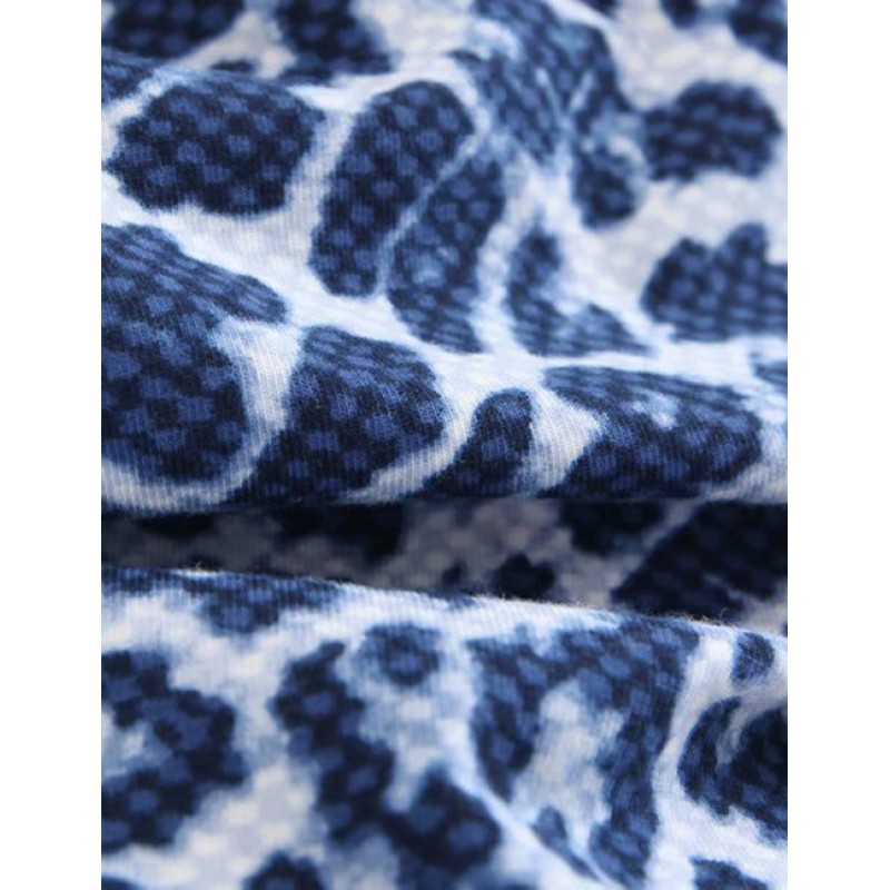 Fashion Blue Leopard Pattern Decorated Simple Sweater